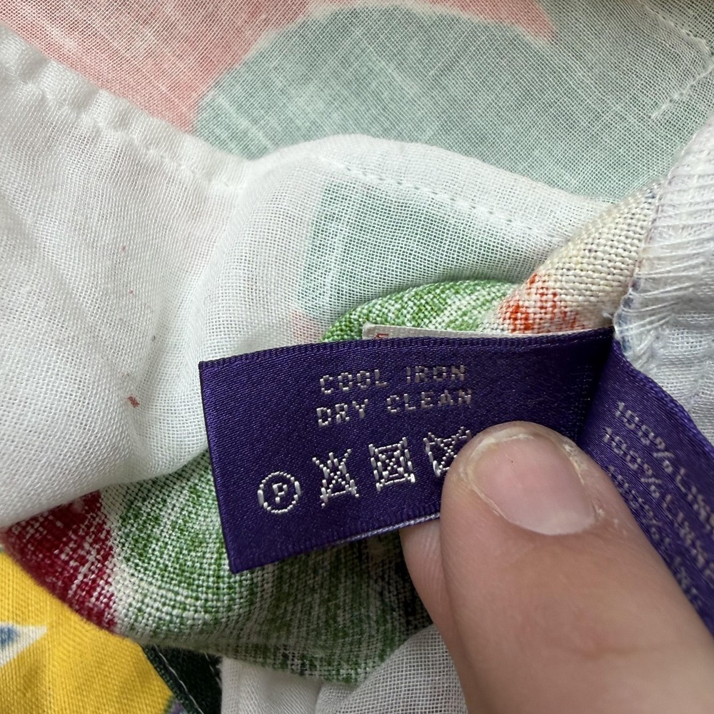 Ralph Lauren Collection Cargo Pants Womens 8 Linen Floral Hawaiian Purple Label - Picture 4 of 11